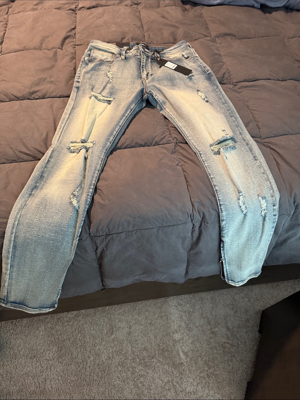Men's Skinny Light Blue Distressed Jeans